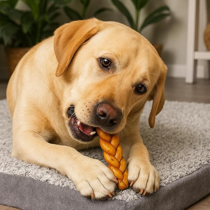 Pet Factory 7in Braided Beefhide Dog Chew Sticks with Peanut Butter Flavor - 100% USA Made Rawhide Chews for Medium Dogs, Long Lasting Dental Health, 7 inches (), 6 Count (Pack of 2)