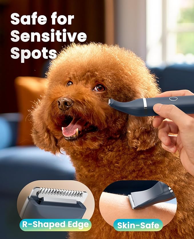 oneisall Dog Clippers with Double Blades,Cordless Small Pet Hair Grooming Trimmer,Low Noise for Trimming Dog's Hair Around Paws, Eyes, Ears, Face, Rump (Teal)