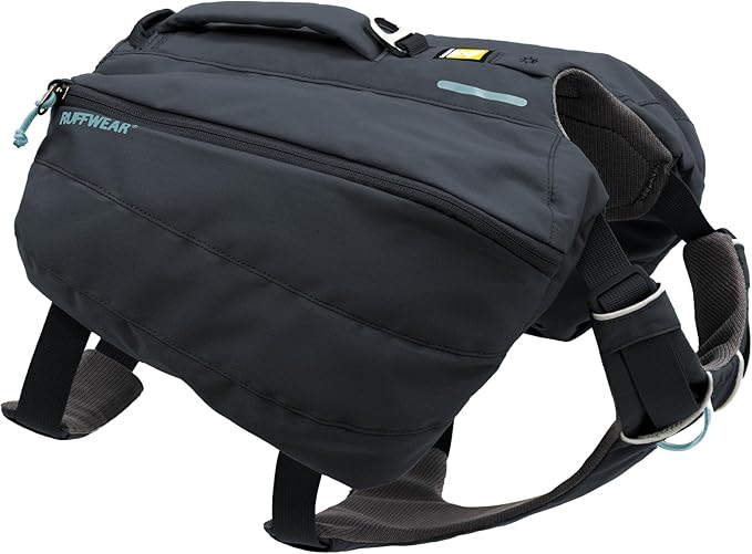 Ruffwear, Front Range Day Pack, Dog Backpack with Saddlebags, 5-Point Adjustment, 3 Leash Points, Padded Handle, Internal Mesh Pockets, Reflective Trim, Light Loop, Basalt Gray, X-Small