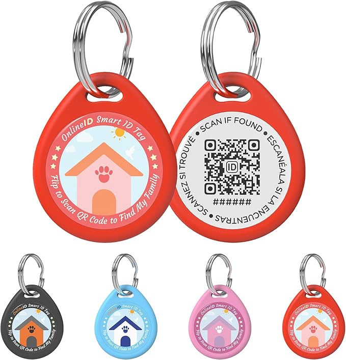 1 Pack Personalized Dog Tags,QR Code Pet ID Tags with Online Profile systerm,Editable Any Names and Phone numbles,Red,L