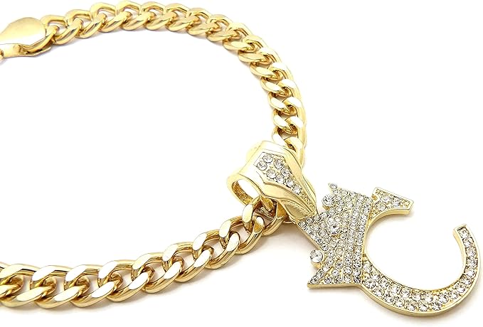 Initial Letter Cuban Chain Dog Chain Pet Chain Pet, Cat, Puppy Necklace (C, 20")