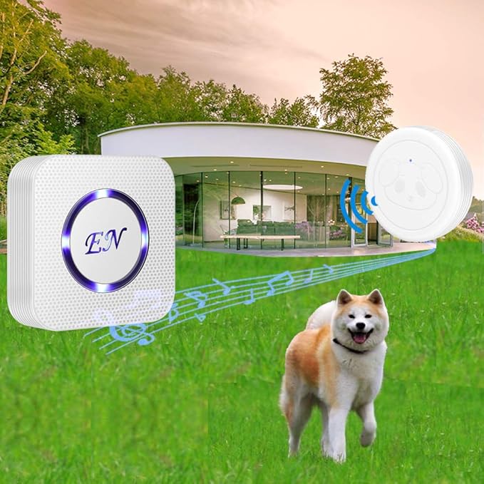 EverNary Dog Door Bell, Wireless Doggie Doorbells for Potty Training, Door Bell for Dogs to Go Outside, Dog Bells (White, 1 Receiver + 2 Transmitters)