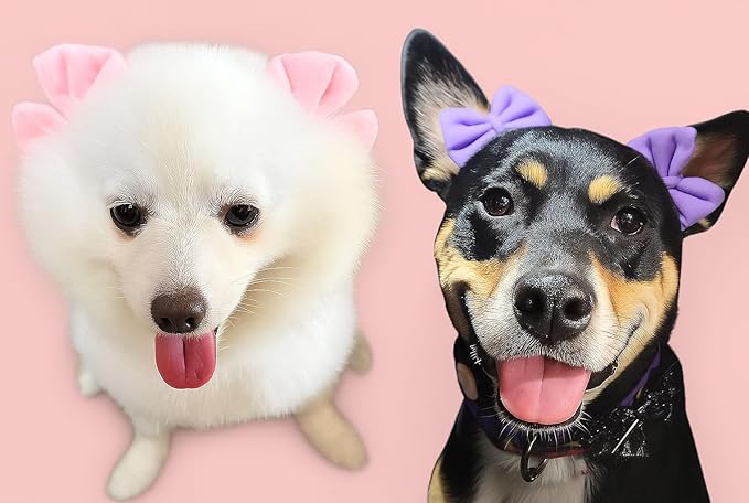 Dog Hair Bow 3 Pack – Double Bow Dog Headbands, Adjustable Hair Accessories for Small & Medium Dogs, Adjustable Pet Hair Accessories for Daily Wear & Special Occasions, Puppy Grooming Accessories