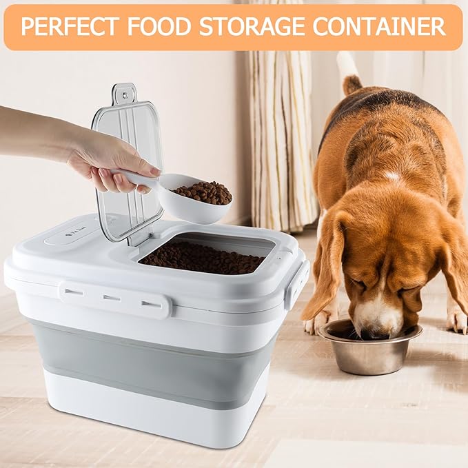 Geyecete Large dog food storage container dog food storage with Lids Handle Scoop Foldable cat food container pet food storage containers