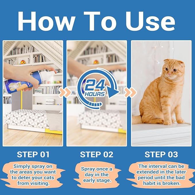 Cat Deterrent Spray, Cat Repellent Spray for Indoor Outdoor Use, No Chew Spray for Dogs & Cats, Cat Scratch Furniture Protector, 120 ML
