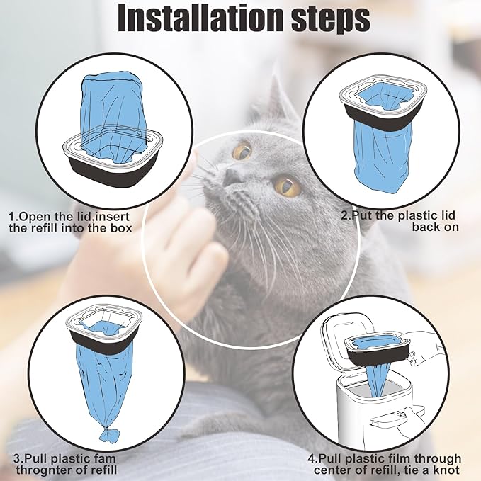 4 Pack Cat Litter Refill Bags Cartridges,Compatible with Genie Cat Litter Refills,Scented/Ultra Odor Control