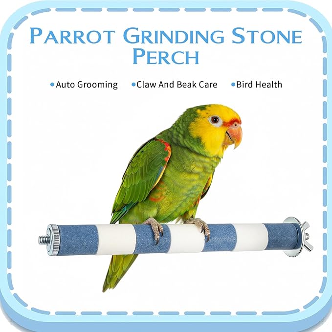 Parrot Perch Rough-Surfaced Bird Perch Stand Bird Cage Perches Stand Grinding Claw Sticks Birds Beak Grinding Stone Trimming Birds Perches for Cage Parrot Conure Budgie Toys Birdcage Accessories