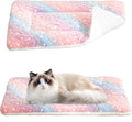 2-Pack Extra Large Self Warming Cat Bed Mat - 45x60cm (18"x24") Ultra Thick 5cm Thermal Pet Pad with Dual-Sided Flannel & Polar Fleece, Washable Cat & Dog Bed for Indoor Outdoor Use Rainbow Stars
