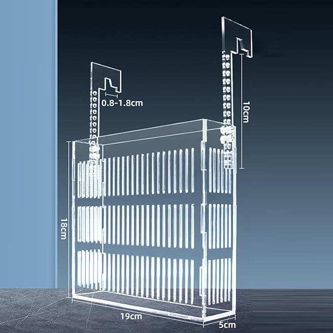 Fish Hatchery Adjustable Aquarium Breeding Box Multi Purpose Acrylic Tank Transparent Hanging Type Design Suitable for Fry Nursery, 19x18x5cm
