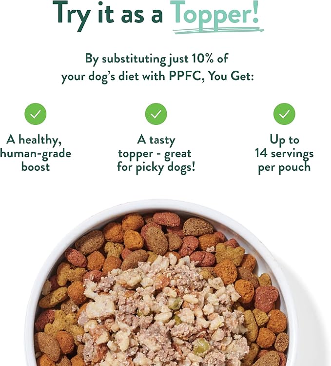 Portland Pet Food Company Fresh Dog Food Pouches - Human-Grade Toppers Wet Pet Meal & Mixers - Small & Large Breed Puppy & Senior Dogs - Gluten-Free, Limited Ingredient Rosie’s Beef N' Rice - 5 Pack