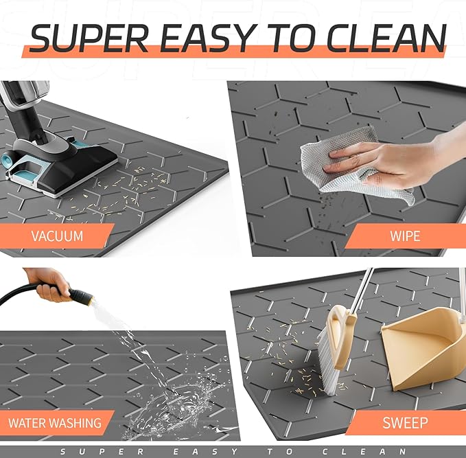 Extra Large Silicone Cat Litter Mat, Waterproof/Urineproof, Litter Recycling, Easy to Clean, Soft on Kitty Paws (28"X40"-Dark Grey)