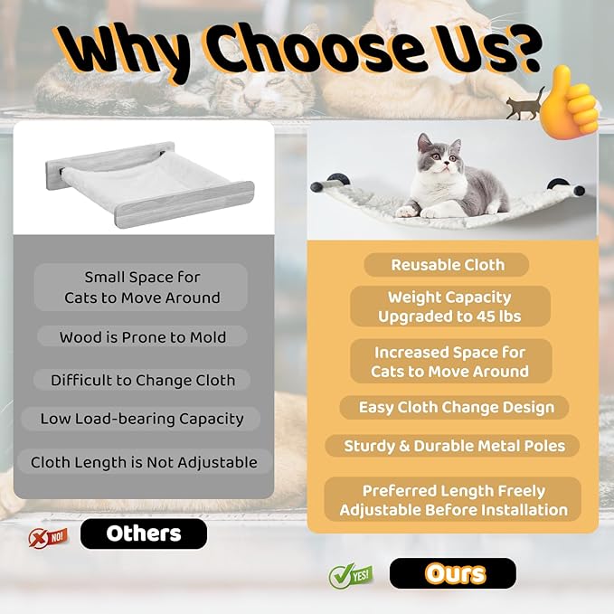 Cat Hammock Wall Mounted, 35.43 x 13.58 inch Wall Mounted Cat Shelves, Metal Brackets cat Beds for Sleeping, Playing, Climbing and Resting Stabilized Wall Furniture Soft and Warm Fabric