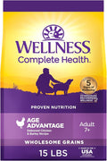 Wellness Complete Health Age Advantage Senior Dry Dog Food, Wholesome Grain Kibble, Natural, Chicken and Barley Recipe, 15 lb Bag