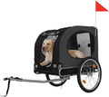 【Upgraded】 Dog Bike Trailer for Medium Large Dogs - Convertible to Jogging Stroller, 88Lbs Capacity, Waterproof & Ventilated Design with Safety Flag, Universal Hitch for 20-29" Bikes