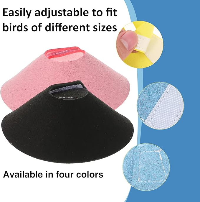4Pack Bird Cone Collar, Anti-Grab Feather Plucking Wound Healing Safety Elizabethan Collar, Protective Recovery Cones for Budgerigar Cockatiel Lovebirds Cockatoo Parrots (S)