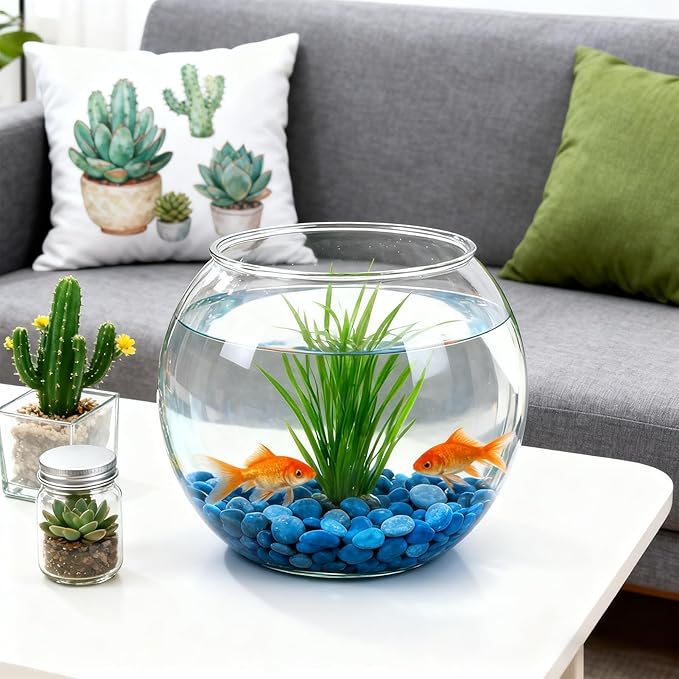 Fish Bowl - Clear Shatter-Resistant Aquarium Container for Stylish Display, Sturdy Acrylic Material with Wide Opening, Decorative Bowl for Table Centerpiece Party Decorations Home Event or Indoor Use