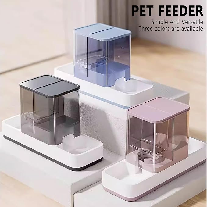 kathson Gravity Cat Food and Water Dispenser Automatic Dog Feeder Waterer 2 in 1 Auto Pet Food and Water Bowl Set Self Feeding for Puppy Kitten，Pink