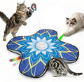 Interactive Cat Toy for Indoor Cats, Touch Activated Automatic Electronic Cat Toy with Sound On/Off, Dual Wands, Non-Slip Suction Cups, Rechargeable Hide and Seek Cat Play Mat for Bored Adult Kittens