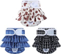 Reusable Dog Diapers Female 3 Pack Doggie Diapers for Period Heat Incontinence Puppy Training (Large, Animal Print)