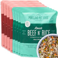 Portland Pet Food Company Fresh Dog Food Pouches - Human-Grade Toppers Wet Pet Meal & Mixers - Small & Large Breed Puppy & Senior Dogs - Gluten-Free, Limited Ingredient Salmon & Beef - 8 Pack Variety