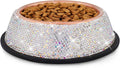 Sparkly Full Rhinestones Designed Rose Gold Stainless Steel Pet Bowl - Stylish and Practical Diamond Food Water Dishes Bowls for Small Medium Large Cats Dogs Rabbits