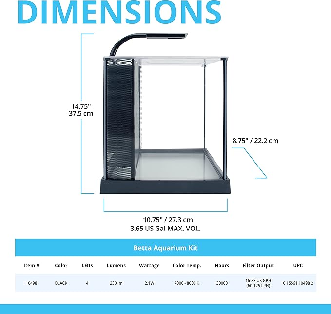 Fluval Betta Premium Aquarium Kit, 2.6 Gallon
