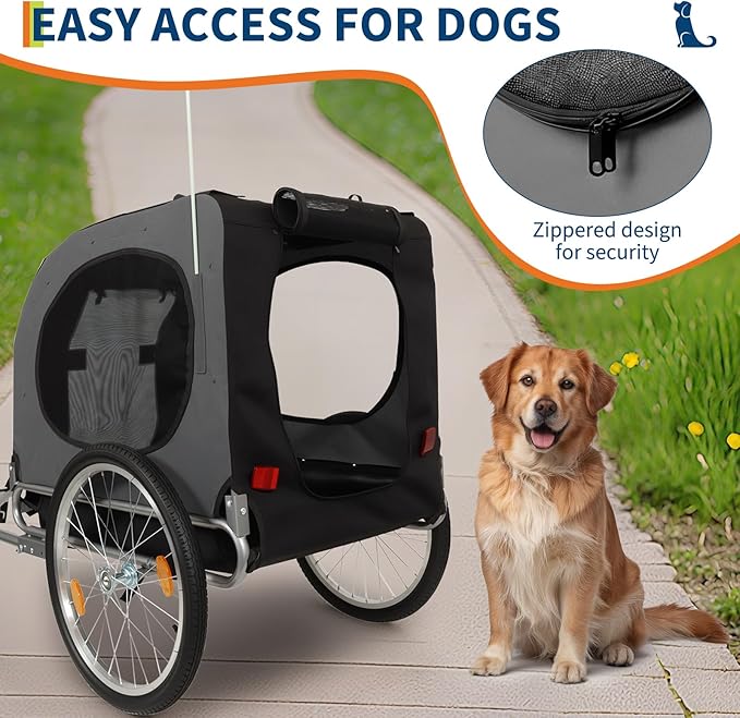 Dog Bike Trailer, 88LBS Dog Cart for Bicycle, Pet Cart Bicycle Carrier for Small and Medium Pets,Easy Folding Cart Frame, Quick Release Wheel, Univer-Sal Bicycle Coupler, Washable Non-Slip Lining