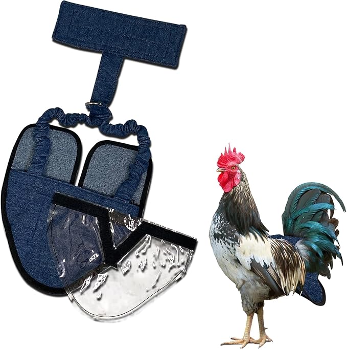 Hen Holster Wrap-Around Bird Diaper & Harness for Hens, Roosters, Ducks, Geese - with Removable Vinyl Liner, Adjustable Fit for Outdoor Adventures & Indoor Use - Easy to wear - Large, Denim
