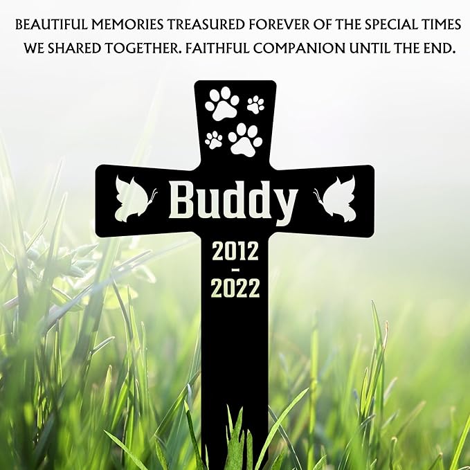 Custom Cat Grave Markers Outdoor | Personalized Pet Grave Markers| Memorial Headstone for Cat with Photo | Thoughtful Remembrance Decor for Pets Graves (M - Nes-gm-101)