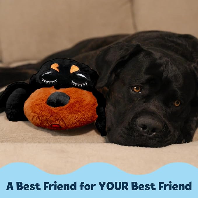 Snuggle Puppy Heartbeat Puppy Toy for Large Breeds, Breed Buddies Collection-Rottweiler, Plush Dog Toy with Real-Feel Pulse and Heat Pack for Crate Time, First Nights, and Rest