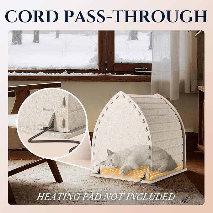 Apasiri Cat Houses for Indoor Cats: Cozy Indoor Pet Shelter with No-Tool Assembly, Thermal Enclosed Cathouse & Scratcher House for Anxious Kittens, 11.6x11.6x13.8 Inches