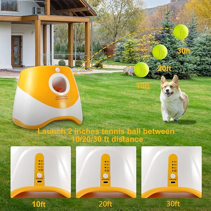 Interactive Dog Toys - Automatic Tennis Ball Launcher for Medium to Large Dogs, Outdoor Exercise & Training, Perfect Home Dog Toy 6 Ball (Fluorescent, Standard)