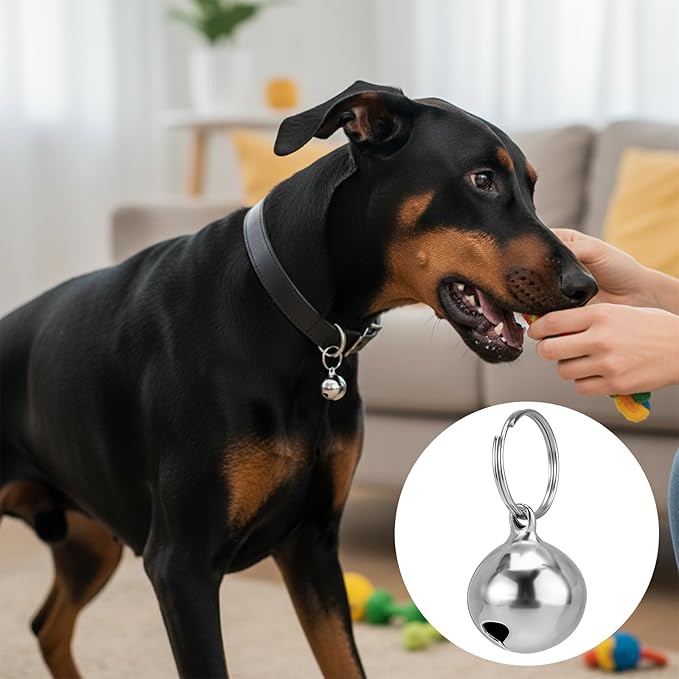 Larrel Bell for Dog Cat Collar, 3 Pcs Silver Dog Bells for Collar Removable Metal Dogs Charms for Collars Cute Lightweight Bell Pet Collars Accessories for Dogs Cat