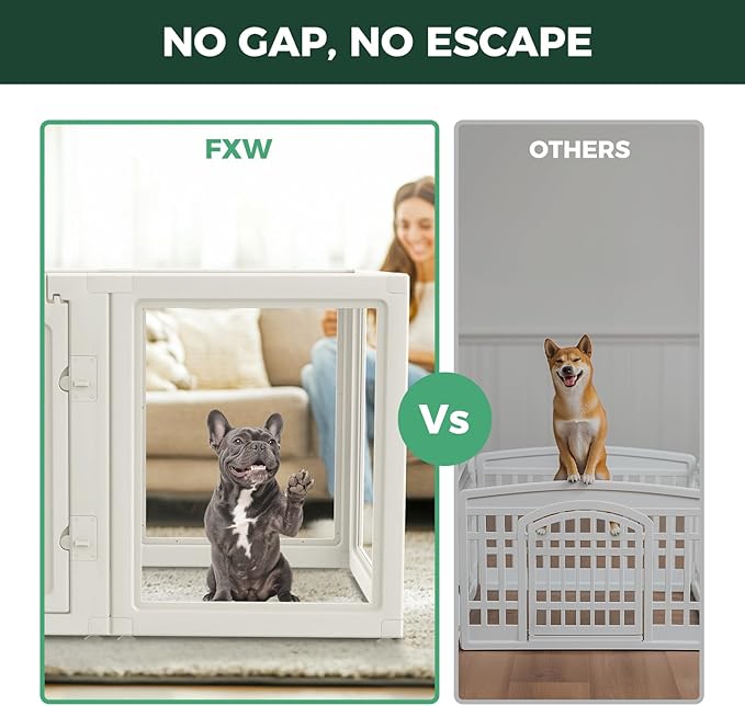 FXW AuraSpace Acrylic Indoor Dog Playpen for Small and Medium Dogs, 30 Inch, 10 Panels, White