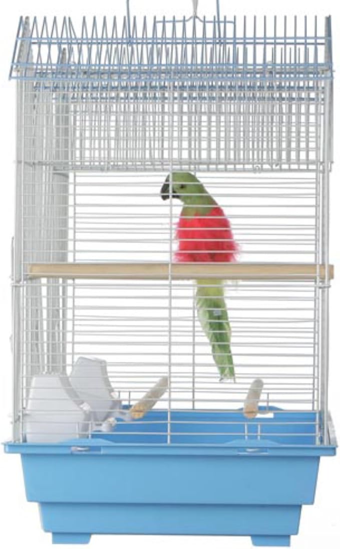Prevue Hendryx SP1804TR-2 Triple Roof Bird Cage, Teal and White, 1/2"