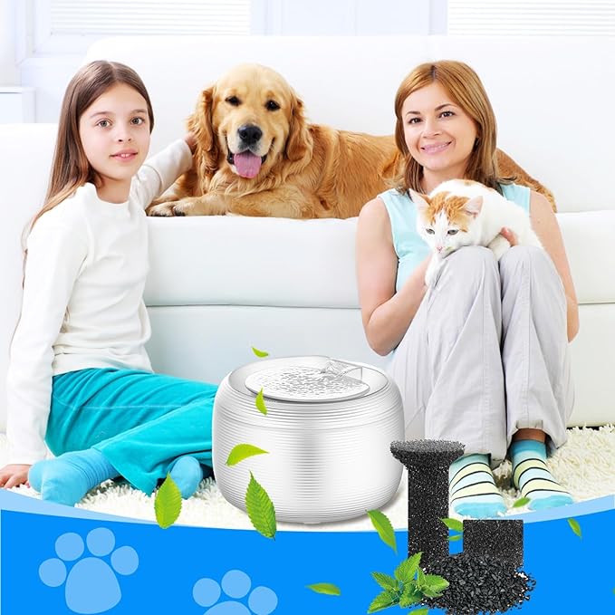 Lite Fountain Replacement Foam Filters and Sponge Mufflers - 6 Sets (Compatible with Lite 2.5L/84oz Cat Water Fountain)