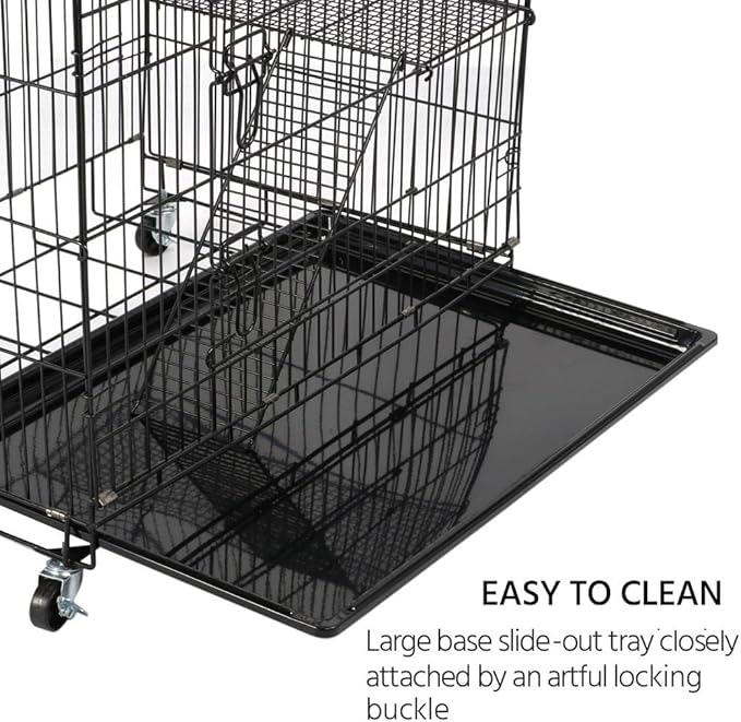 Yaheetech Large 49" Mobile Cat Cage with Hammock, Lightweight Travel-Friendly Foldable Enclosure for Cats and Kittens, Indoor/Outdoor Use with Tray