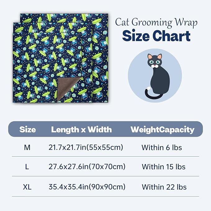 Paw Legend 35.4" Cat Wrap for Grooming Cat Wrap for Cutting Nails Cat Restraint for Nail Clipping Self Adhesive Blanket Restraint Cloth for Cats Within 22lbs