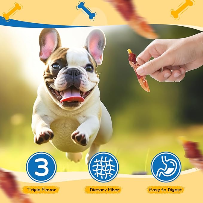 gazeupon Dog Treats, Chicken&Duck Wrapped Sweet Potato, Healthy Training Snacks for Small Medium Dogs, Rawhide Free,14.1 oz