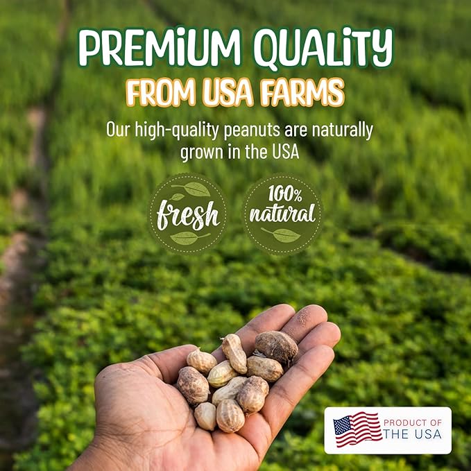 Premium Quality Raw Peanuts in Shell - 1 Pounds – All-Natural Food for Squirrels, Deer, Birds, and Other Wildlife Animals – Grown in The USA for Healthy Nutrition