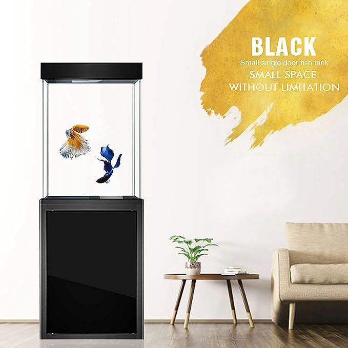 40 Gallon Glass Aquarium with Aluminum Cabinet - Including Sump for Filtration and Circulation, Plumbing, LED, Black