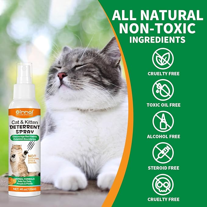 Cat Deterrent Spray - Cat Repellent Indoor, Stop Scratching Furniture, Walls, Cords & Plants, Natural Herbal Formula, No Scratch Training Aid, 4oz