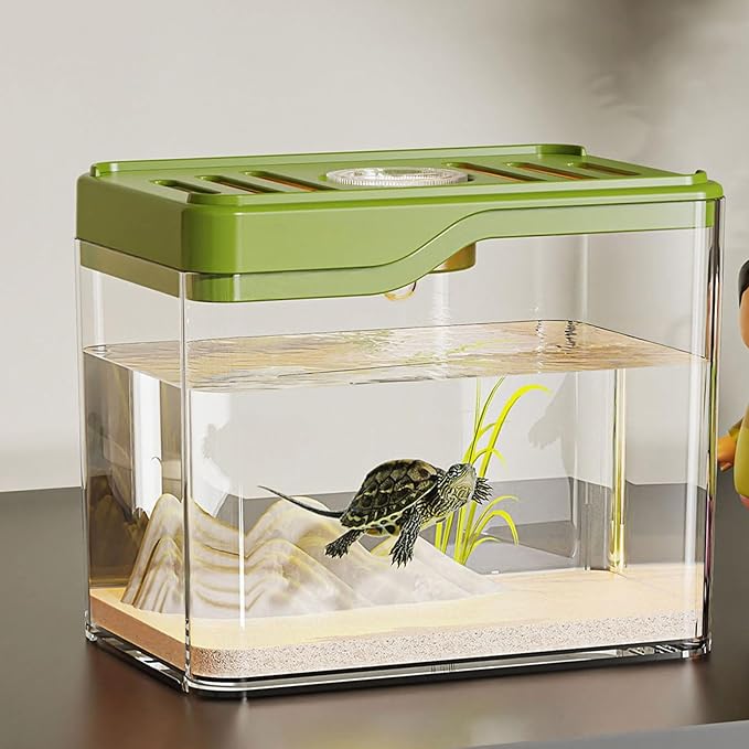 Small Fish Tank,Aquarium Breeding Box-Plastic Breeder Box for Fish Tank,Aquarium Starter Kit with LED Lighting for Baby Shrimp,Betta,Clownfish,Guppy,Lid Included(0.5 Gallons)