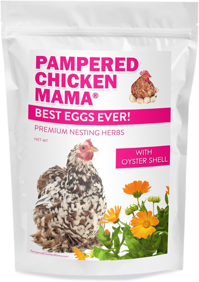 Pampered Chicken Mama Best Eggs Ever! Nesting Herbs for Chickens (16 Ounce/1 Pound) for Chicken Nesting Boxes Calcium Supplement for Chickens | Chicken Feed Supplies, Hen Treats for Coops (1 Bag)