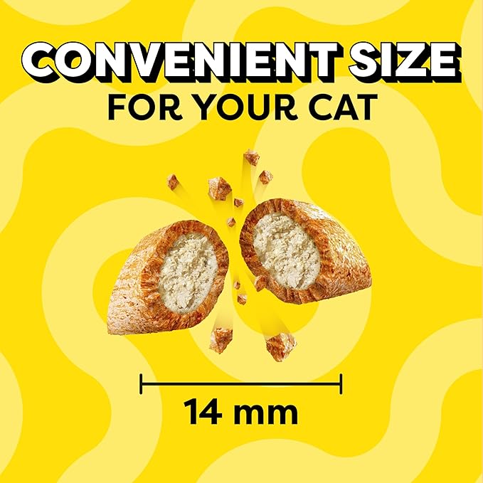 Temptations Jumbo Stuffed Cat Treats, Crunchy and Soft Cat Treats, Savory Salmon Flavor, 5.3 oz. Pouches (Pack of 10)
