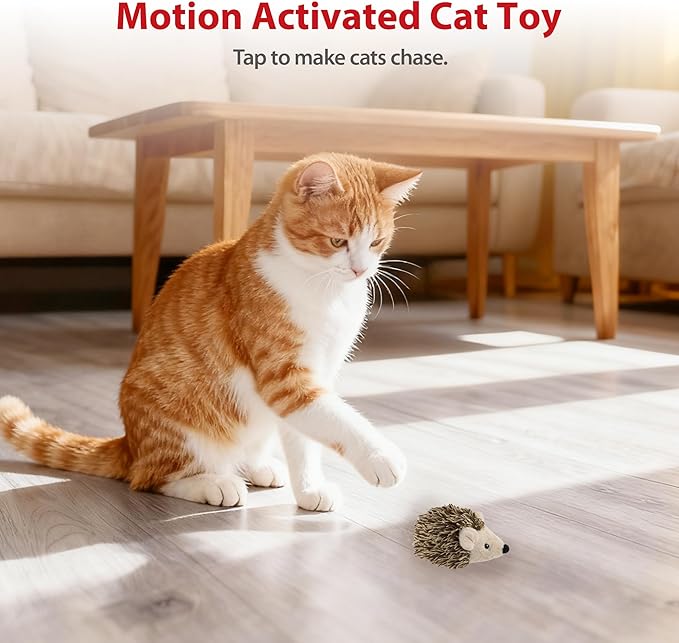 Gigwi Interactive Cat Toys for Indoor Cats, Cat Hedgehog Toy with Electronic Realistic Squeaky Sound