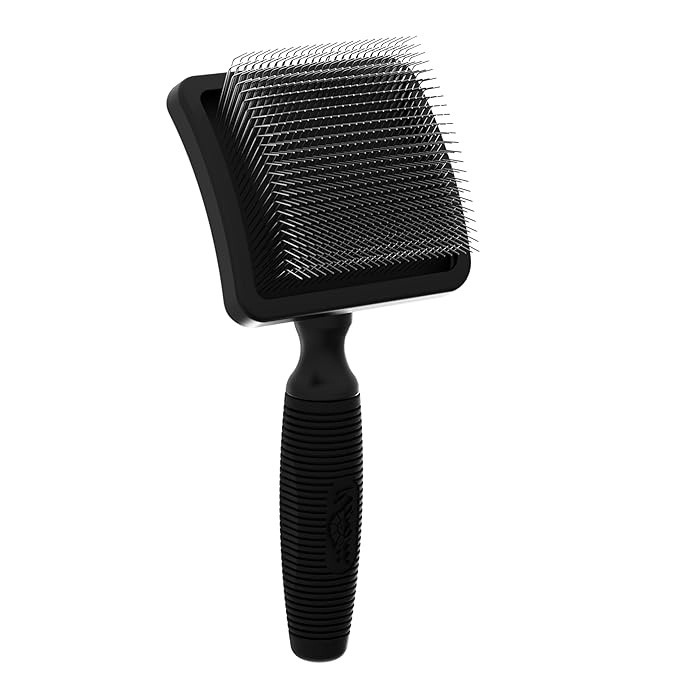 Kenchii Long Pin Slicker Brush for Dogs (Poodles, Doodles, Goldendoodles, Labradoodles), Professional Grooming Brush for Detangling, Fluffing & Dematting, Non-Slip Comfort Handle (Black)