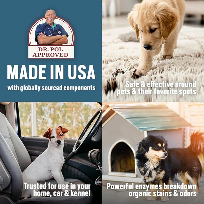 Dr. Pol Incredi-Pol Stain & Odor Remover | Eliminates Dirt, Urine | Safe and Effective Around Pets & Their Favorite Spots | Trigger Spray for Easy Use | 16 oz | Fresh Citrus