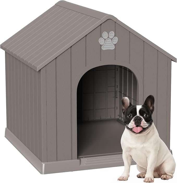 DRATO Dog House Resin Outdoor Dog Kennel - Weatherproof Small Dog House for Indoor Use