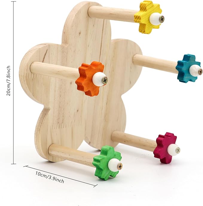 2 Pcs Bird Rotating Perch Toy,Durable Unique Wooden Ferris Wheel Parrot Toys with 5 Perches,Bird Cage Accessories for Parakeet, Cockatiel, Budgerigar,Conures, Lovebirds(Rotating-5cha-2P)